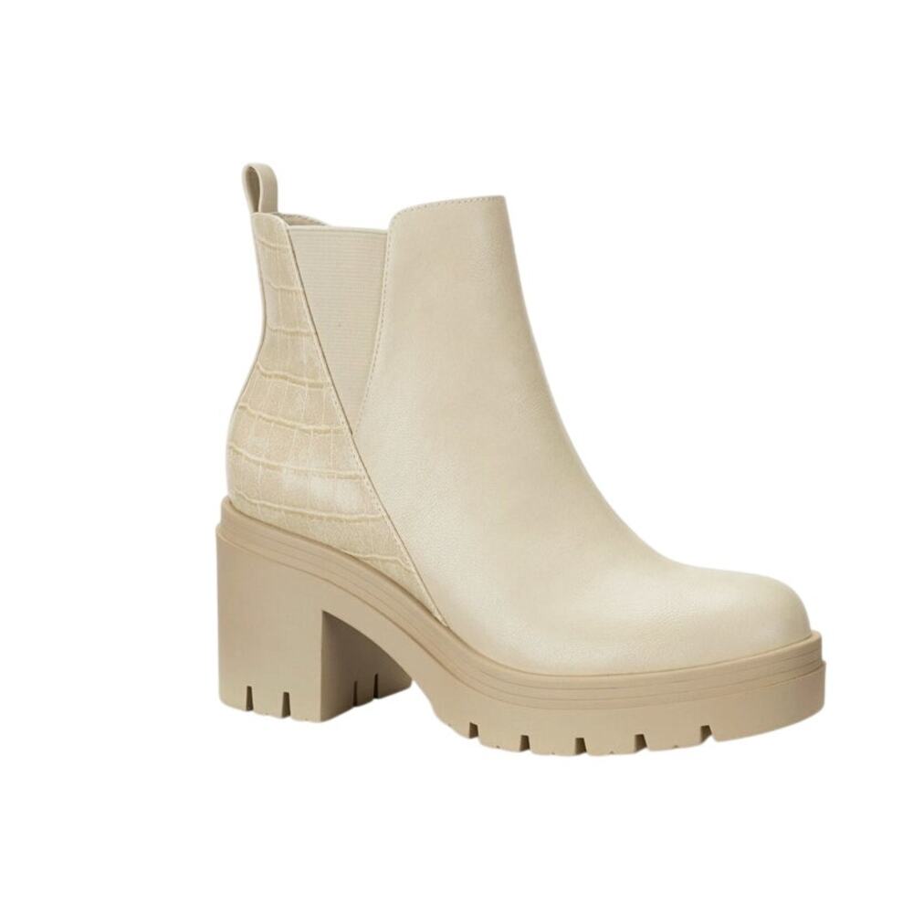 VERONIKAA Womens Faux Leather Block Heel Ankle Boots